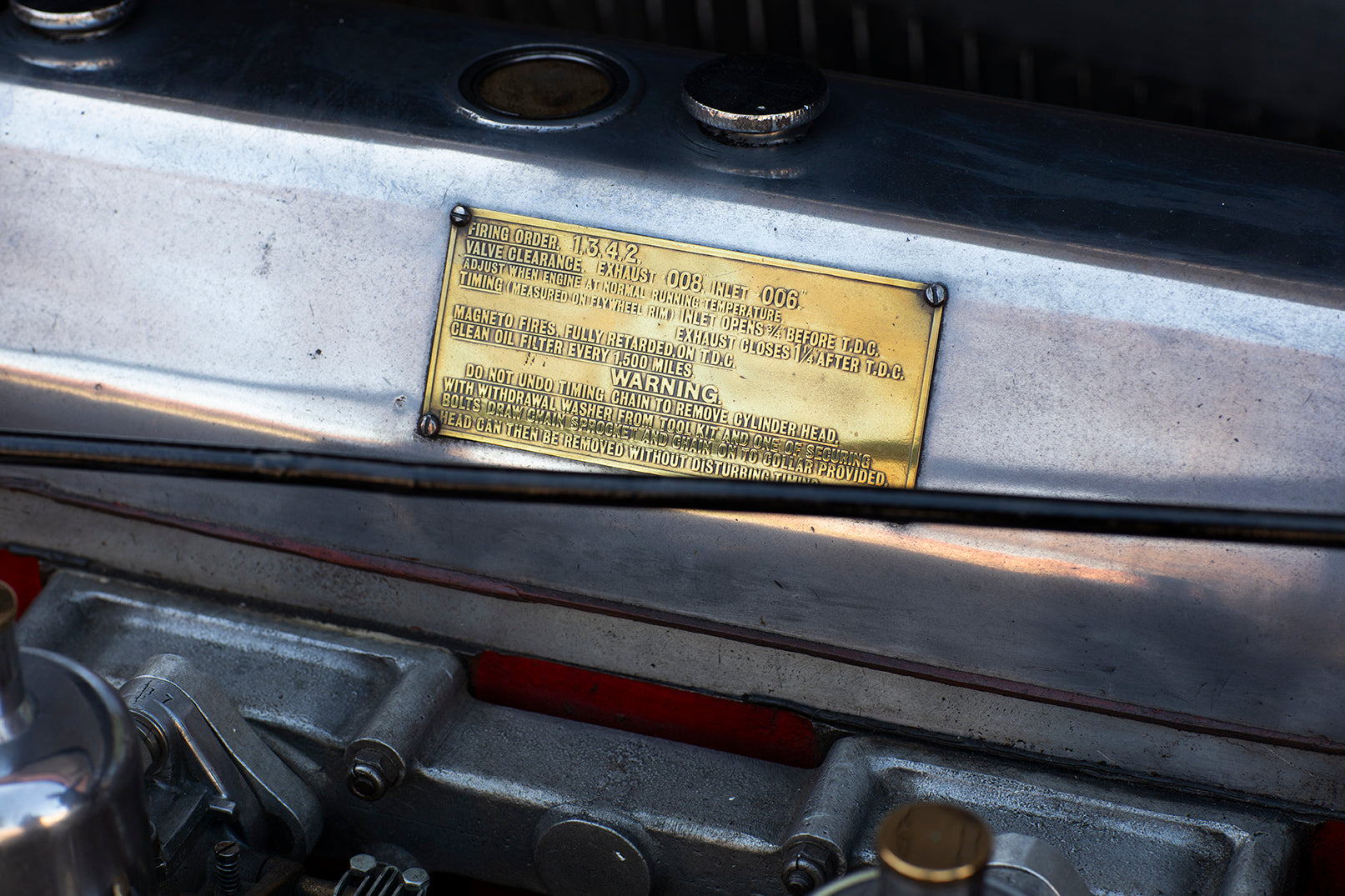 Engine information plate. 1933 Aston Martin Le Mans Short Chassis.
