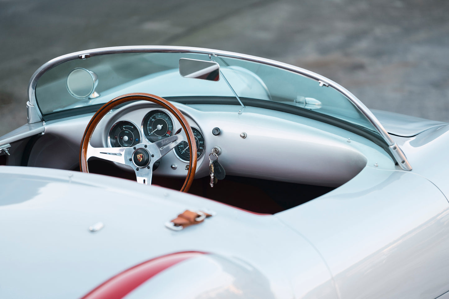 Dashboard and steering wheel. 1955 Beck 550 Spyder for sale.
