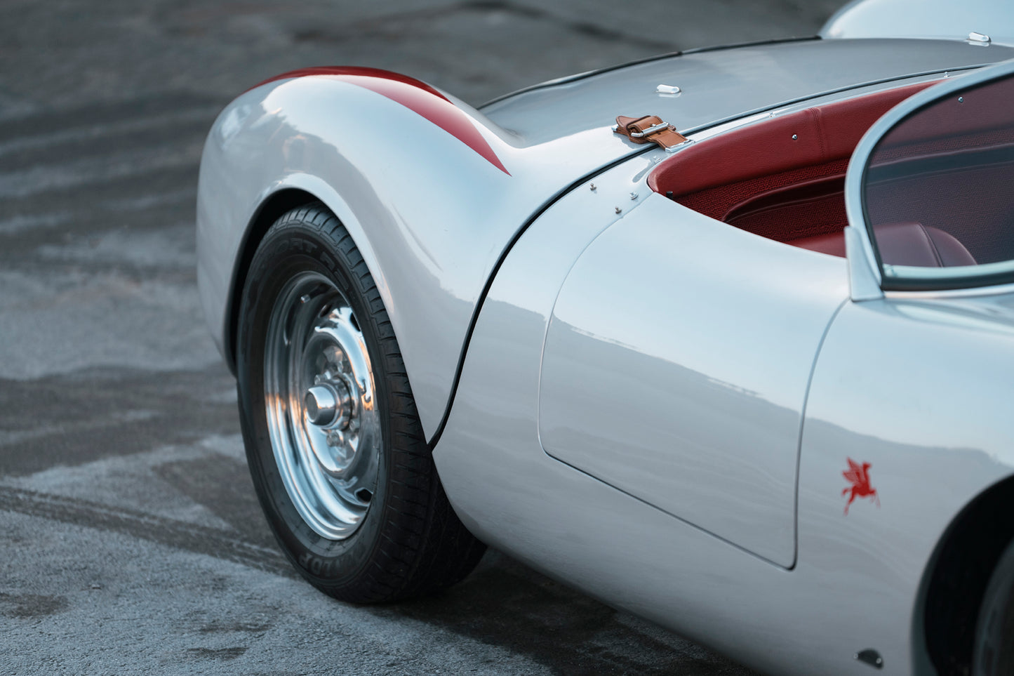 Door and wheel closeup. 1955 Beck 550 Spyder for sale.