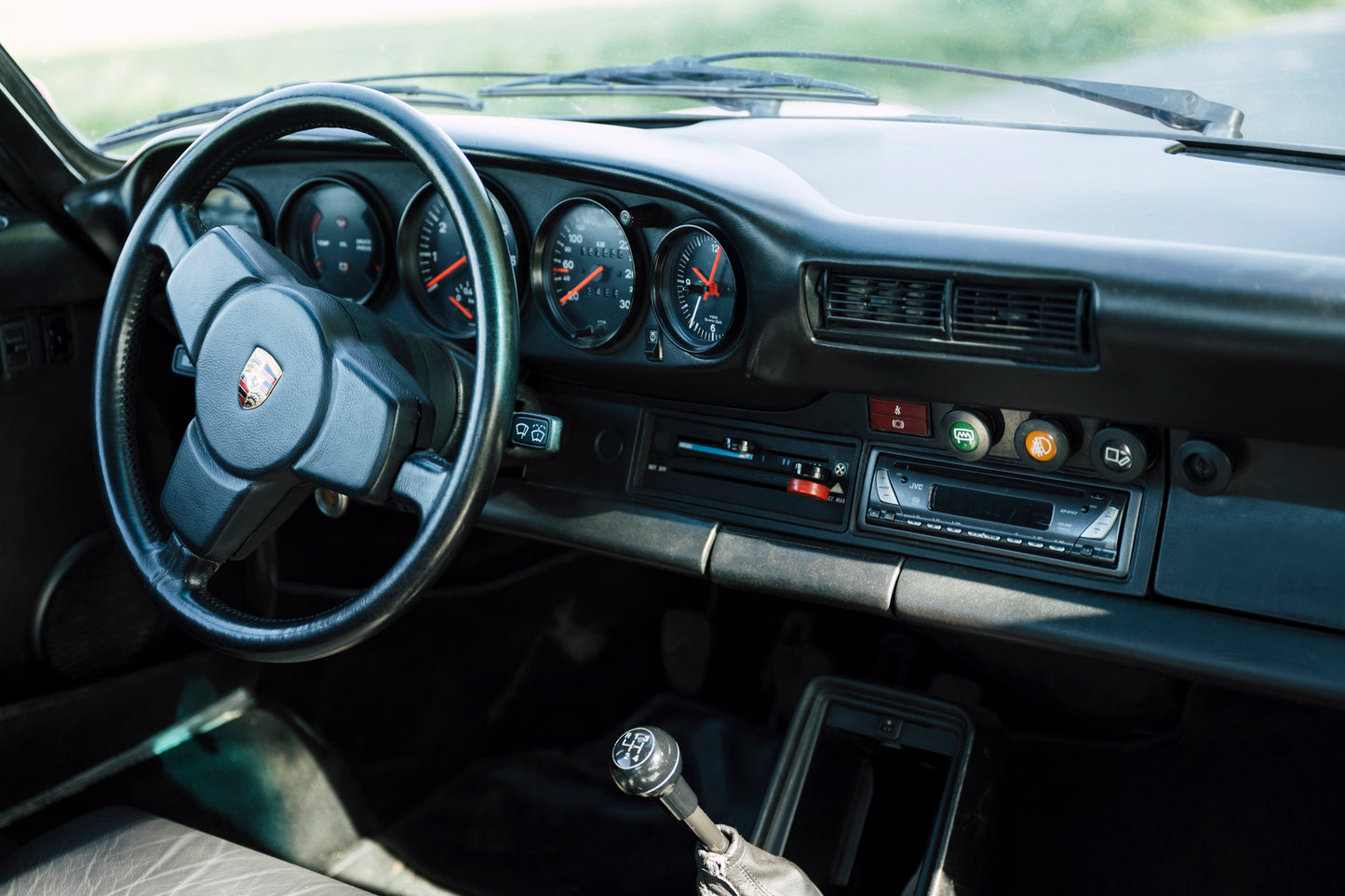Steering wheel and dashboard. 1979 Porsche 930 Turbo 3.3 Litre.