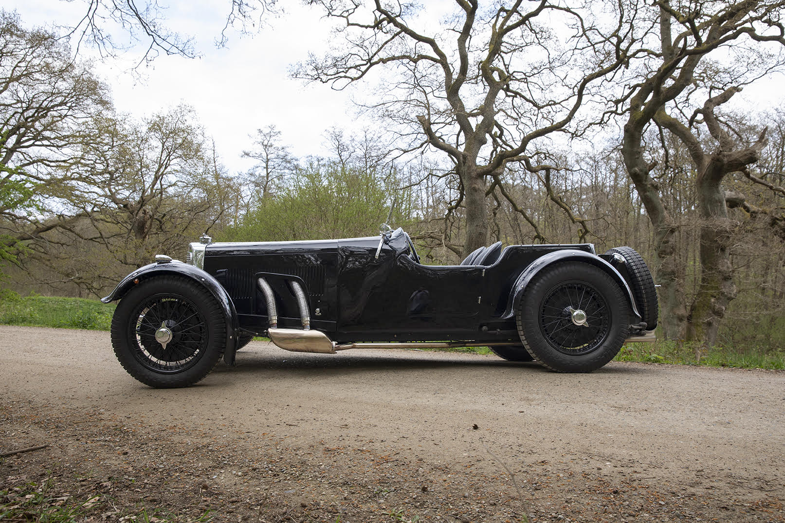 Side view of parked 1933 Aston Martin Le Mans Short Chassis.