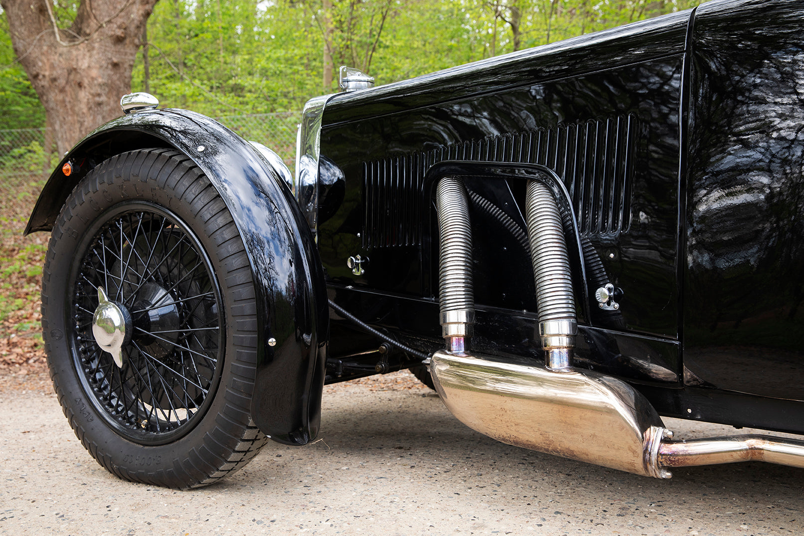 Exhaust detail. 1933 Aston Martin Le Mans Short Chassis for sale.