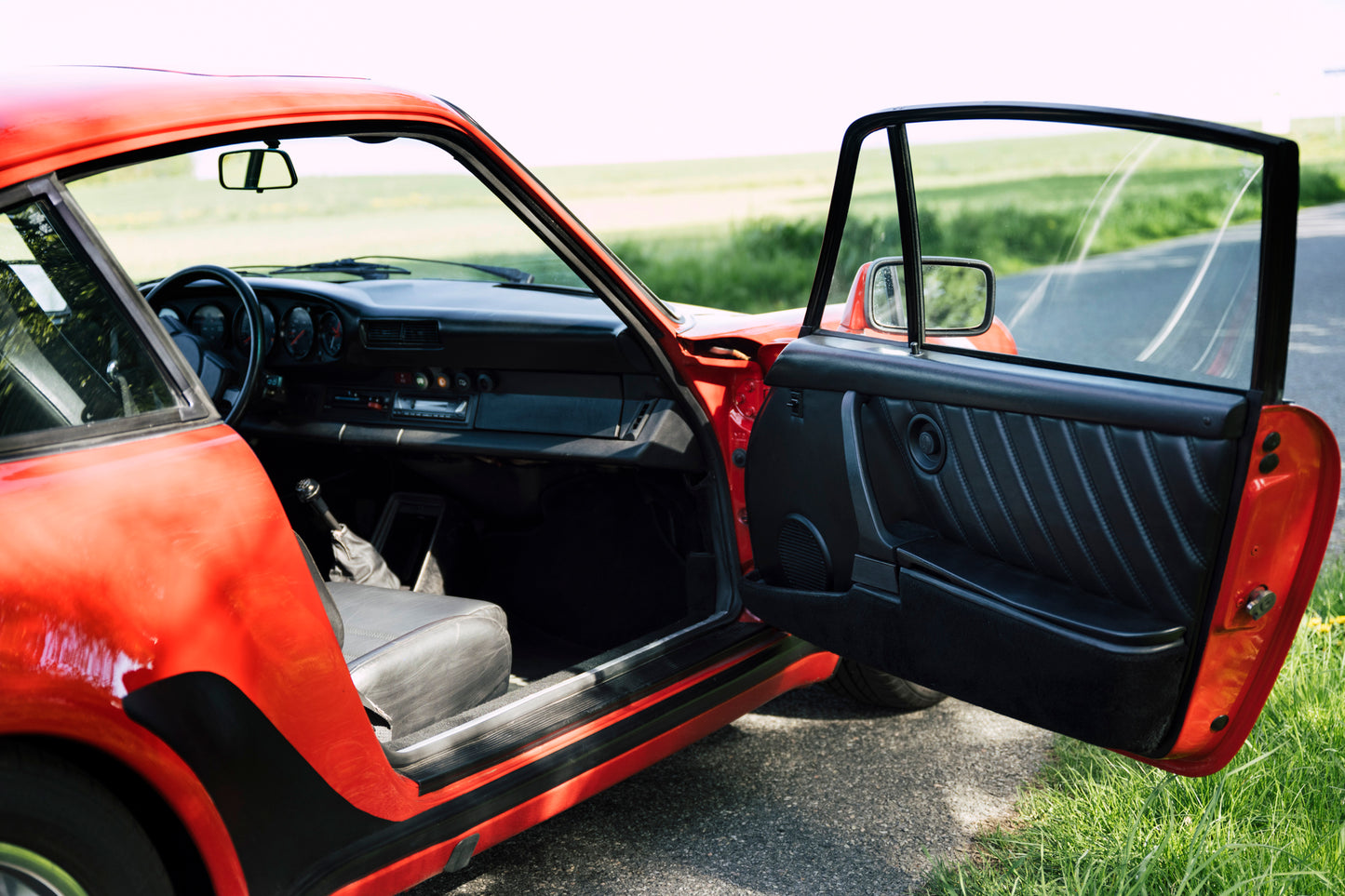 Passenger seat open door. 1979 Porsche 930 Turbo 3.3 Litre.