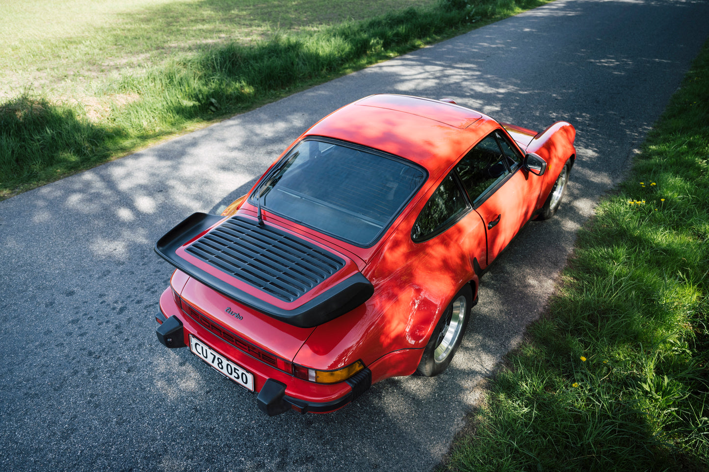 Aerial view of 1979 Porsche 930 Turbo 3.3 Litre.