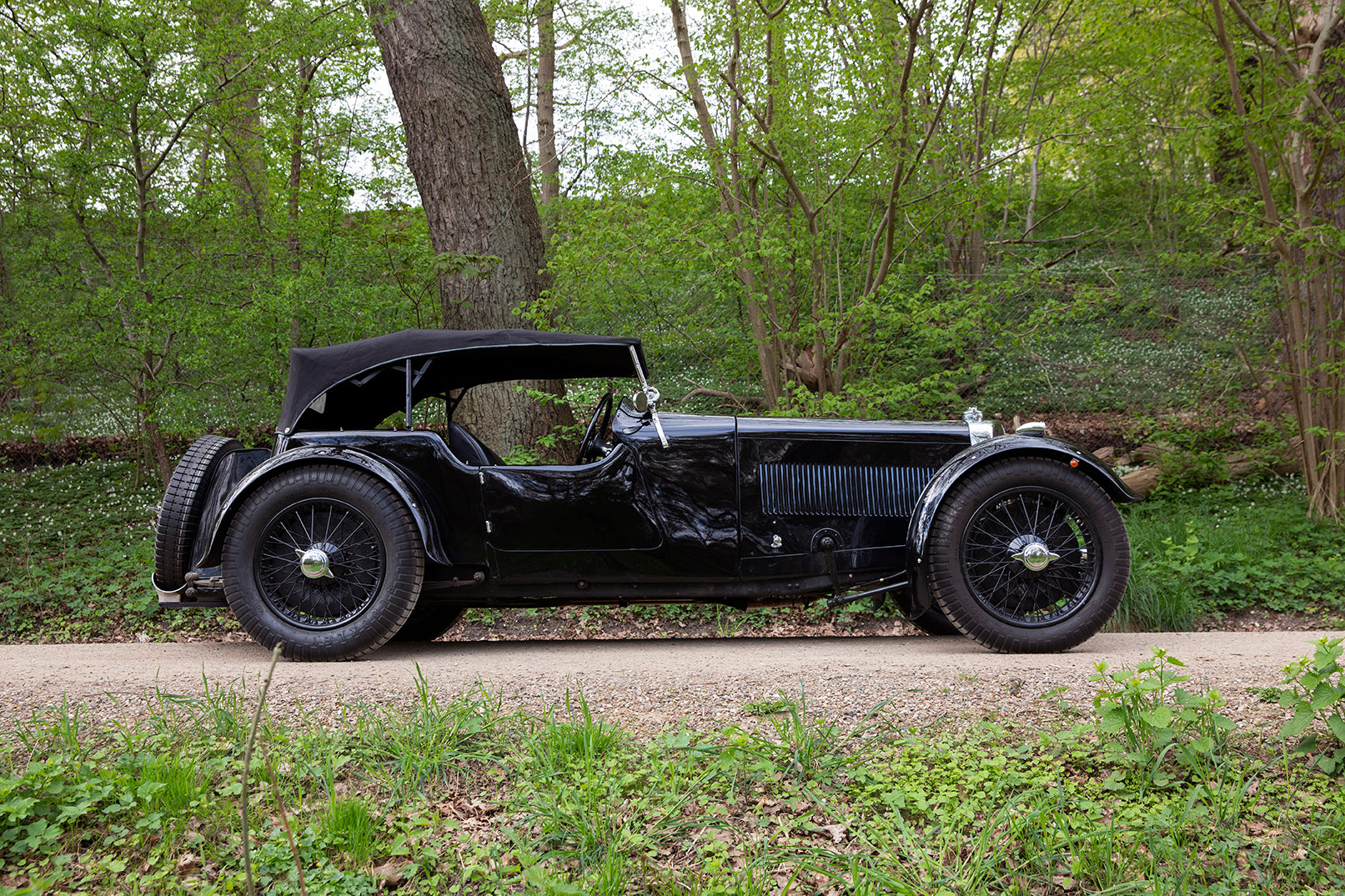 1933 Aston Martin Le Mans Short Chassis with mounted hood.
