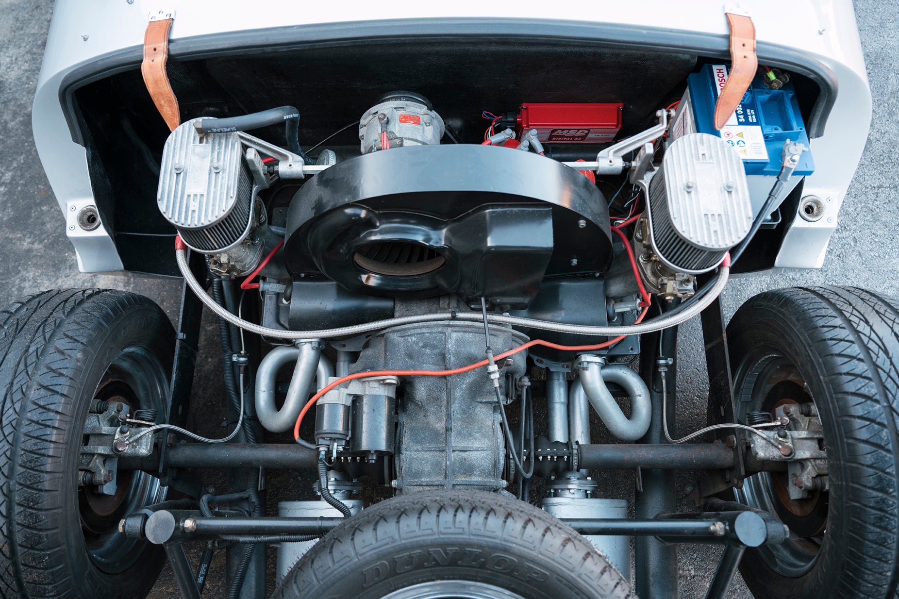 Engine compartment. 1955 Beck 550 Spyder for sale.