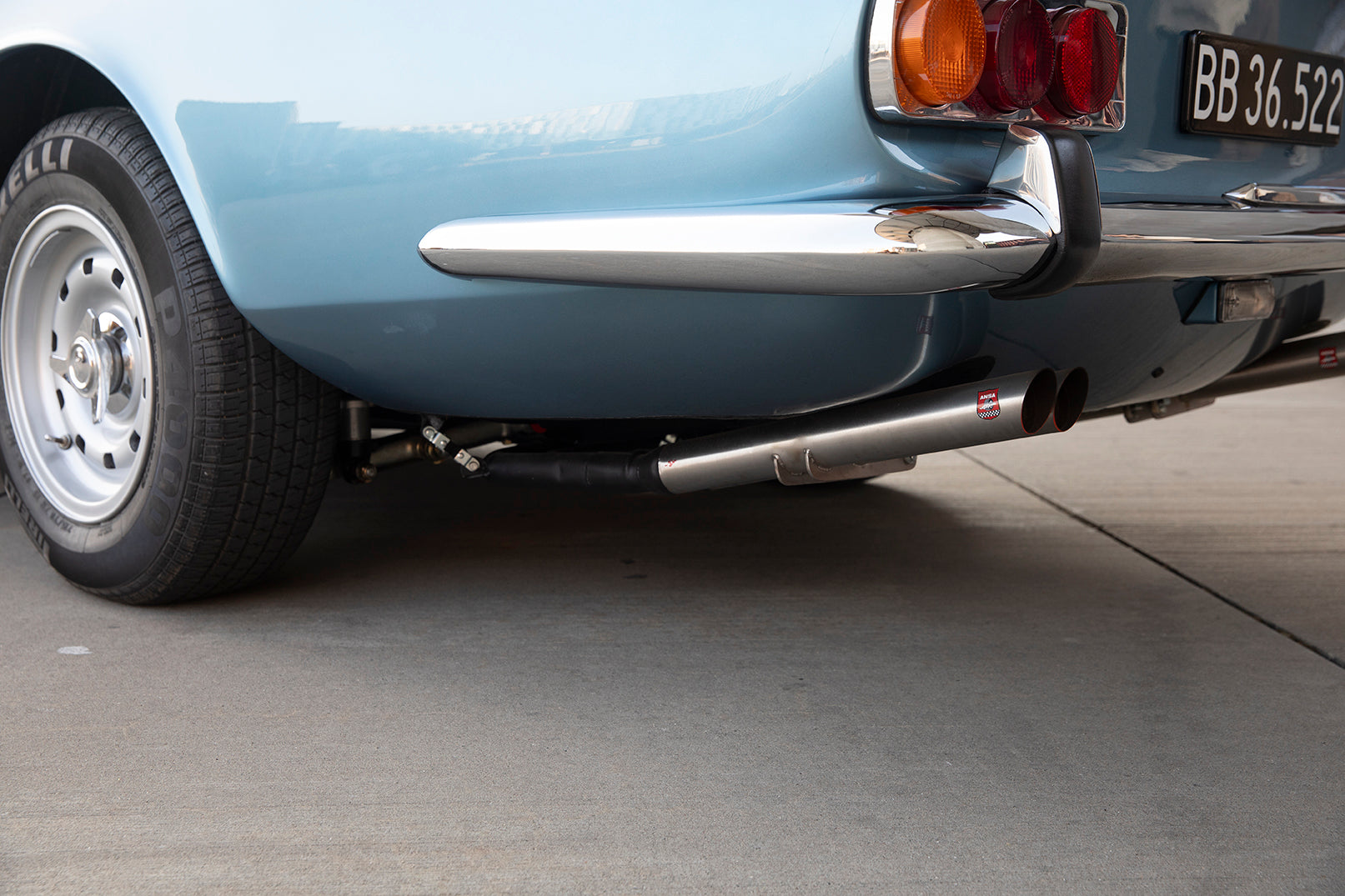 Exhaust closeup. 1969 Ferrari 365GT 2+2.