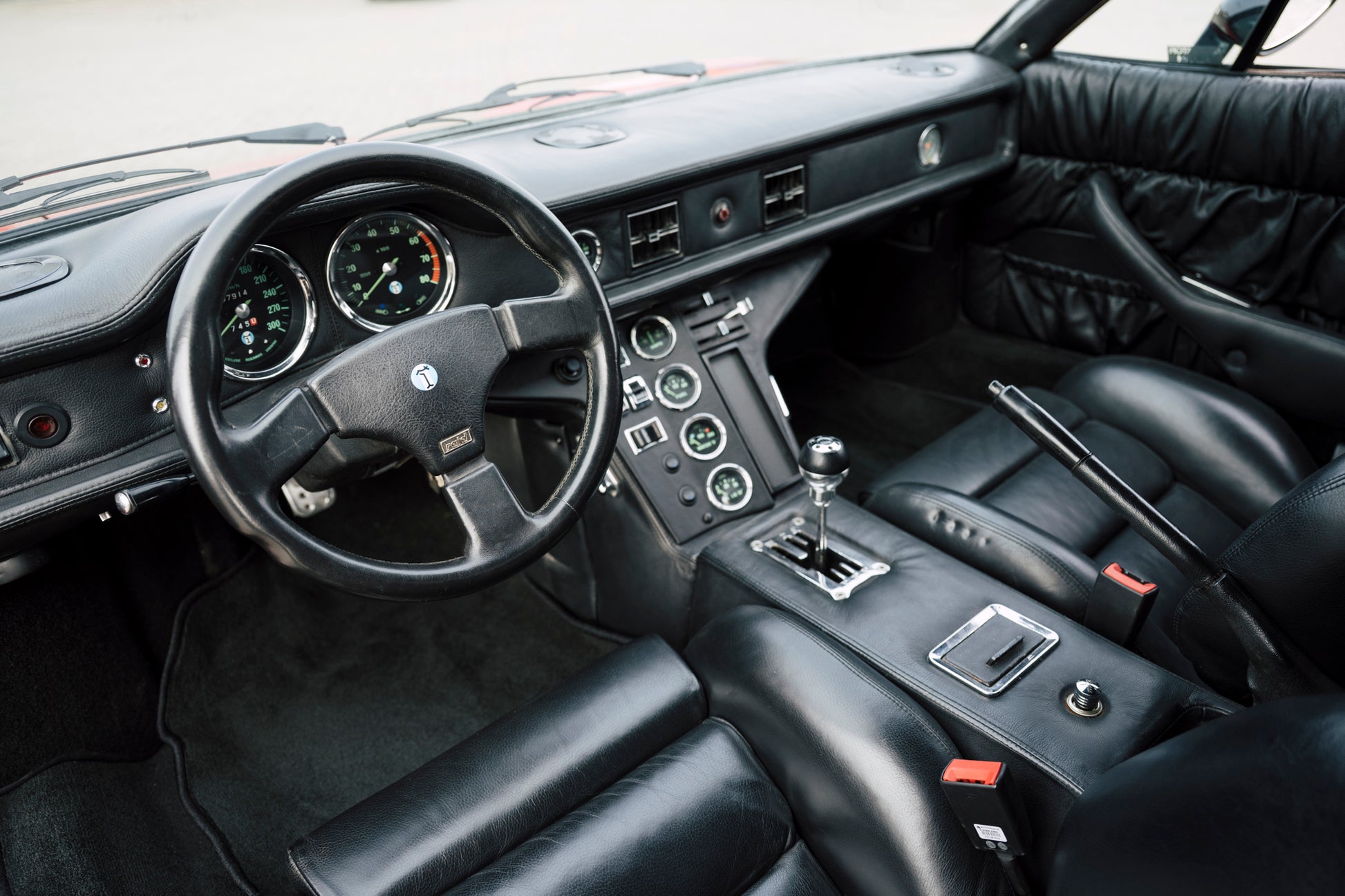 Dashboard and interior of 1973 DeTomaso Pantera To GT5-S Specification.