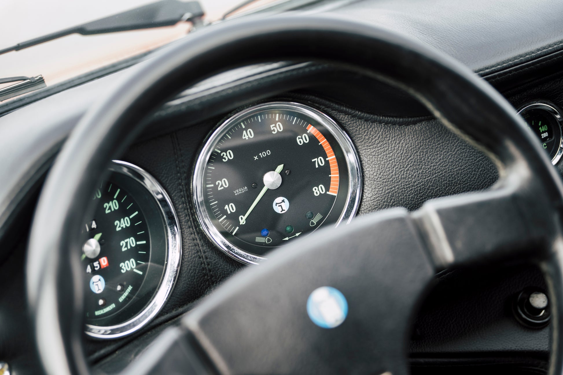 Dashboard closeup. 1973 DeTomaso Pantera To GT5-S Specification.