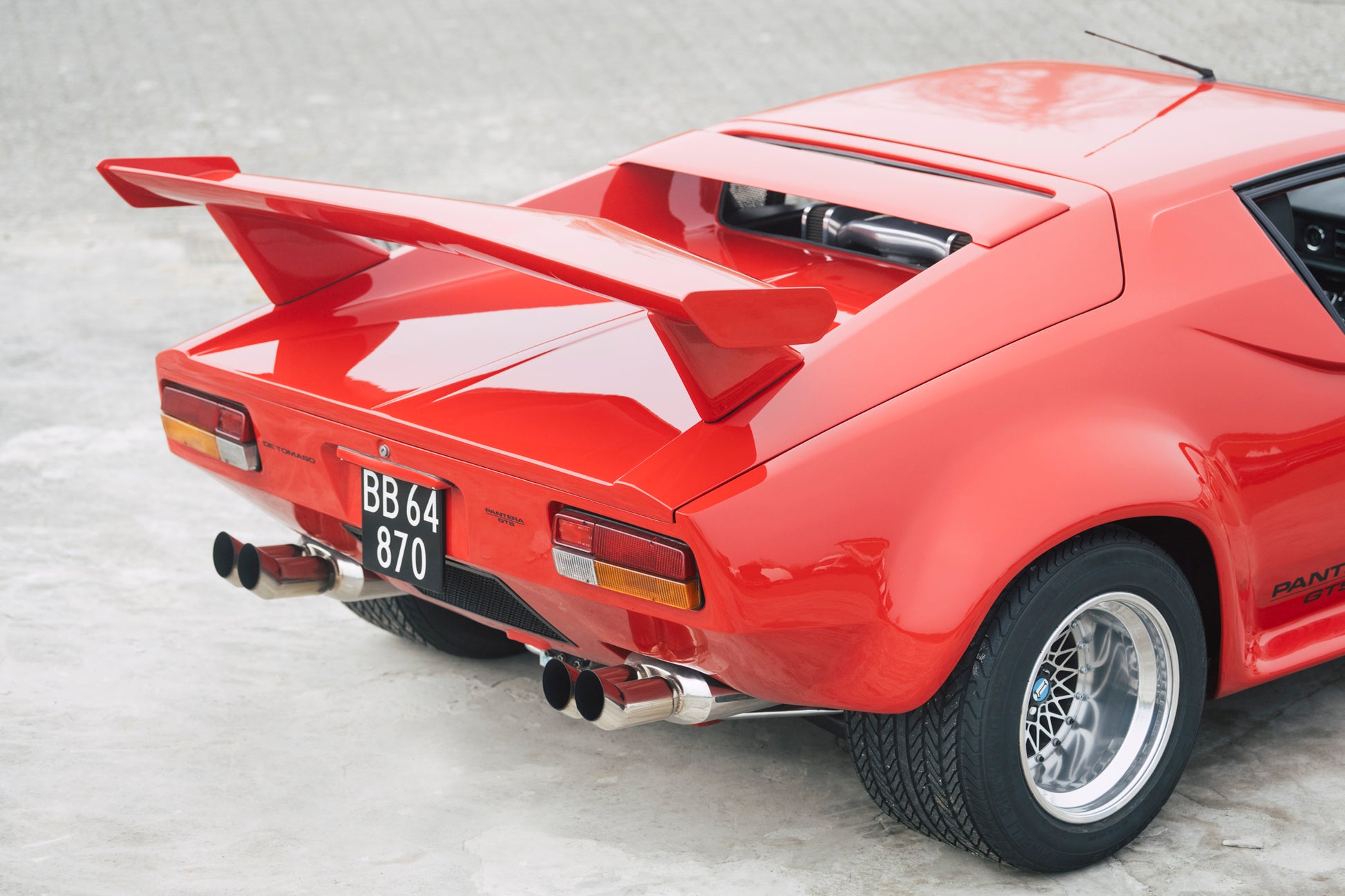 Rear of 1973 DeTomaso Pantera To GT5-S Specification classic car.