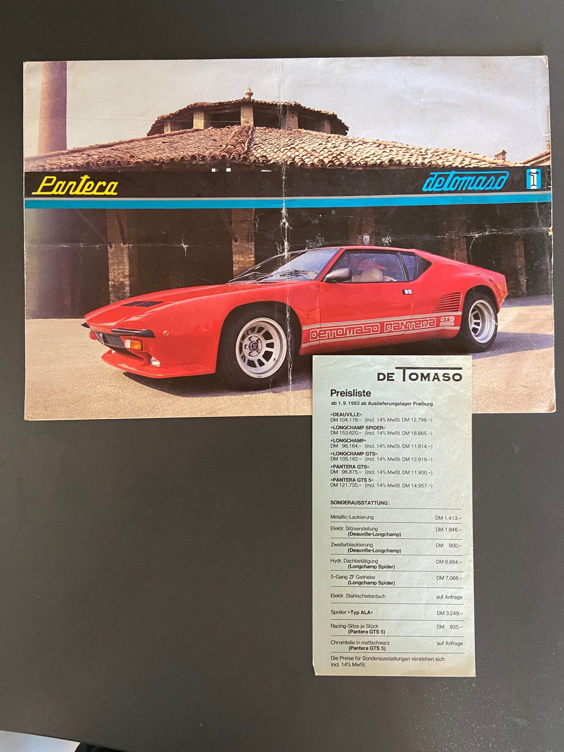 Documentation. 1973 DeTomaso Pantera To GT5-S Specification.