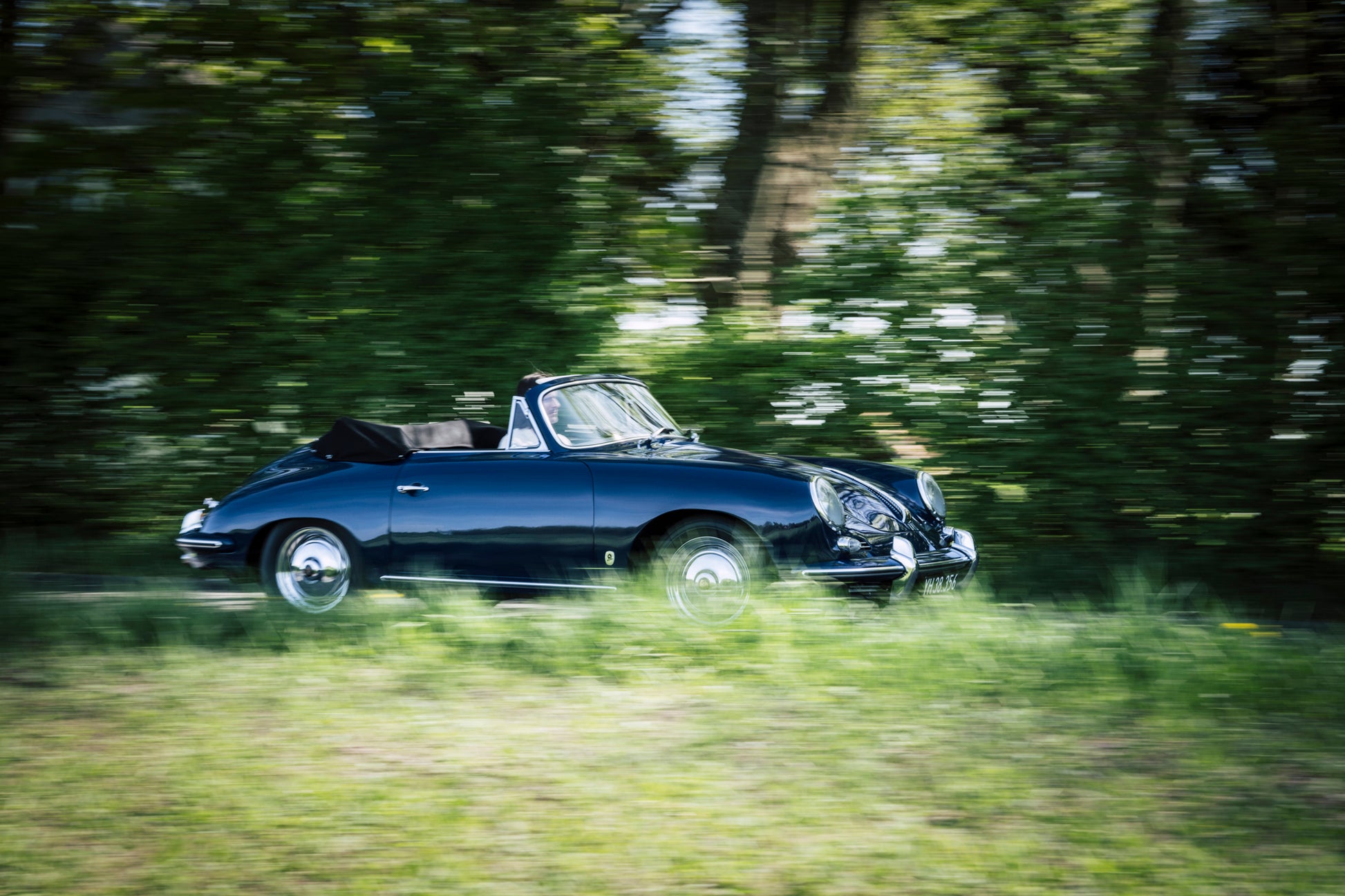 1962 Porsche 356 B 1600 Super Cabriolet T6 in motion. For sale.