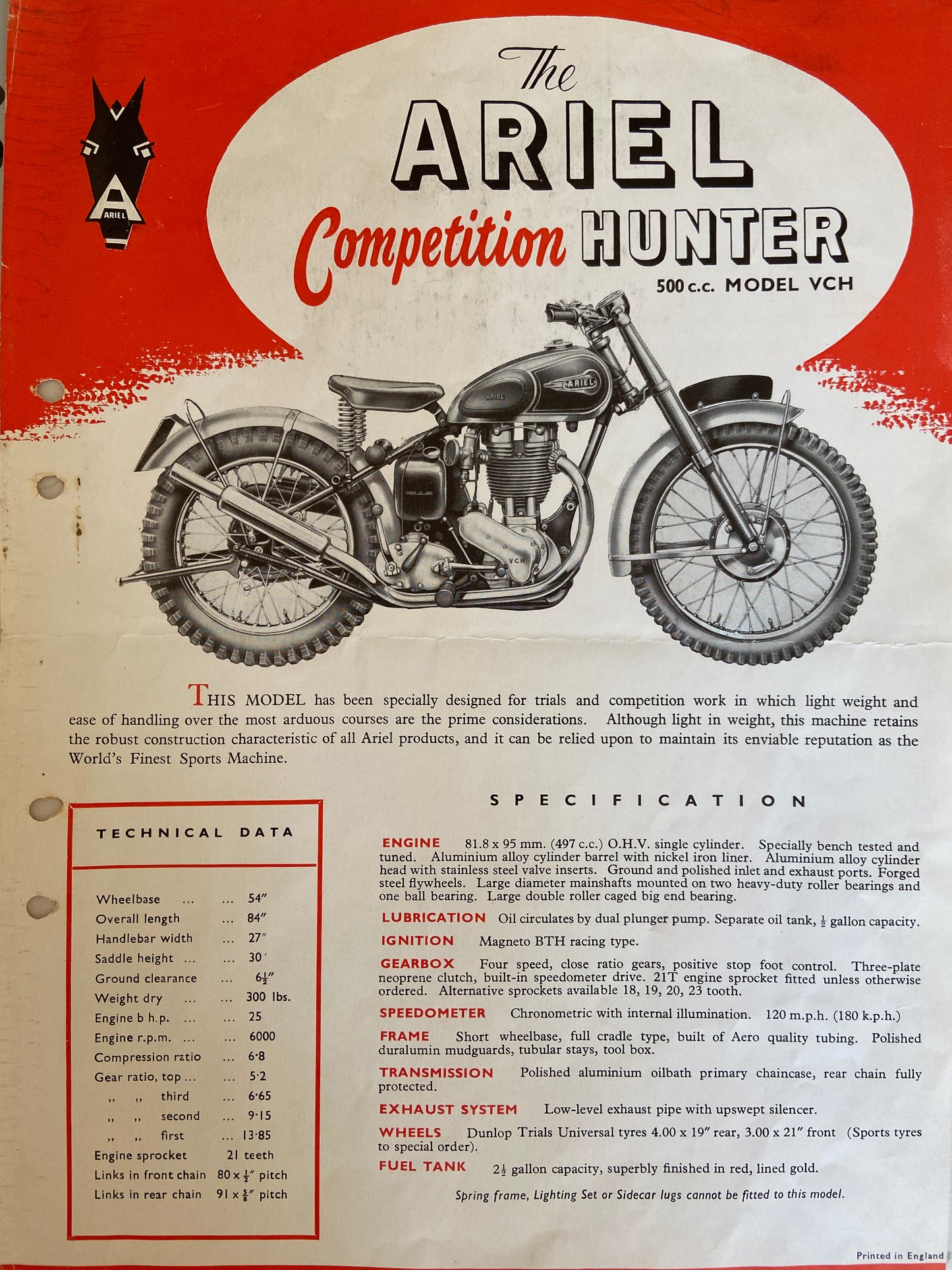 1950 Ariel VCH Scrambler 500cc OHV